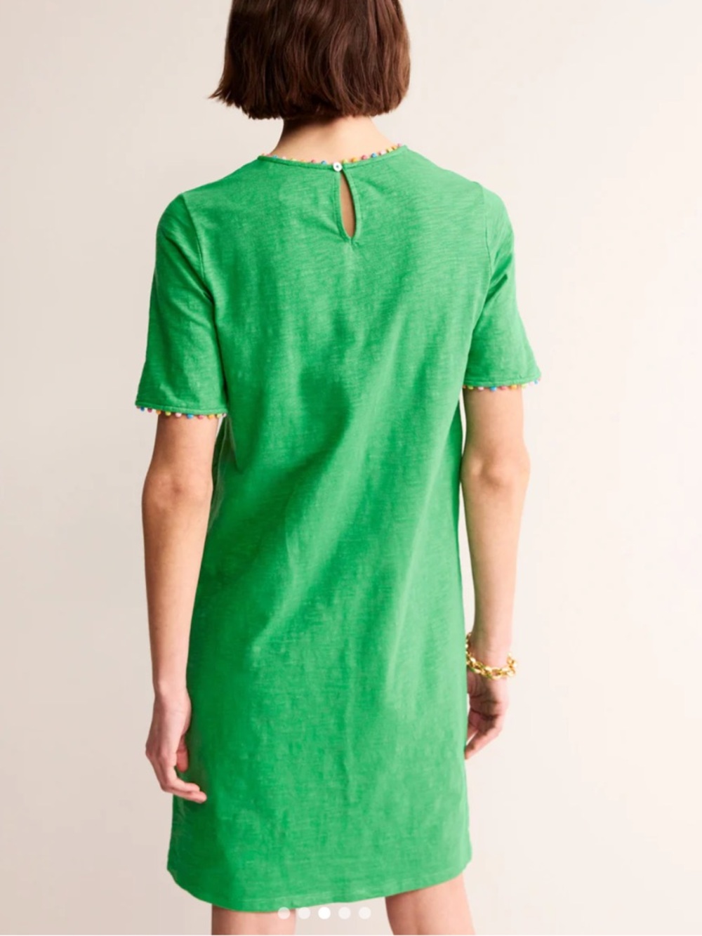 Boden Ali Pom Sleeve Dress Green Tambourine SZ 8 - Picture 3 of 6